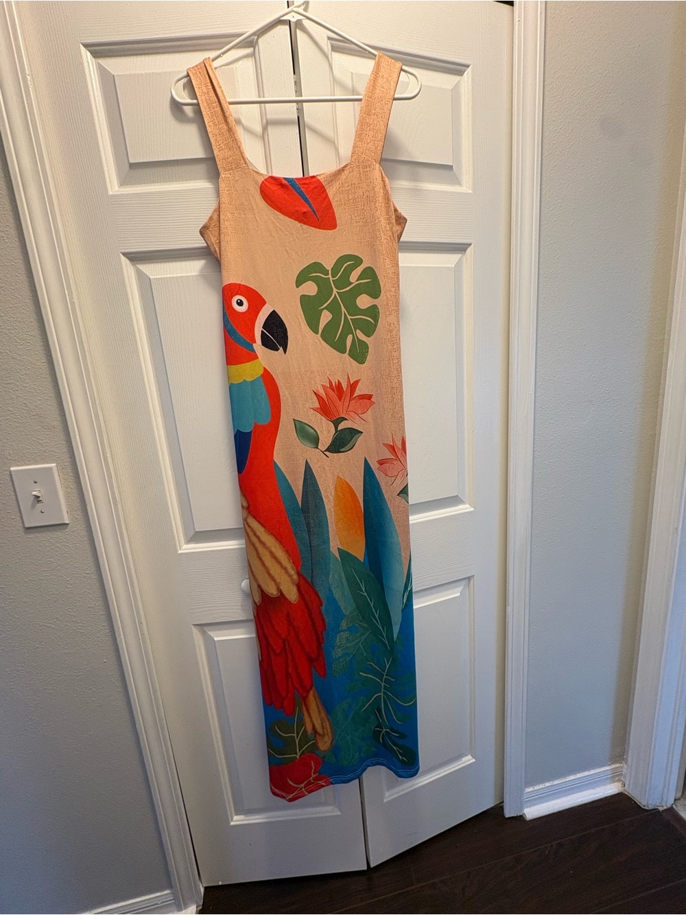 Chicme Peach Slip Dress with Red and Blue Accent